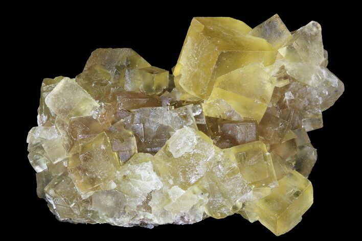 Lustrous Yellow Cubic Fluorite Crystal Cluster - Morocco #84244